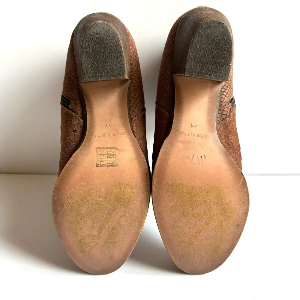 Free People Loveland Brown Mocha‎ Suede Cutout Braided Festival Ankle Boot 9.5